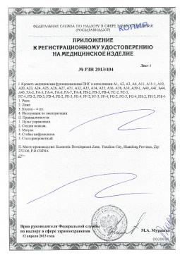 РЗН 2013/404 (3). Кровать функциональная медицинская механическая Шандонг DHC FF-3