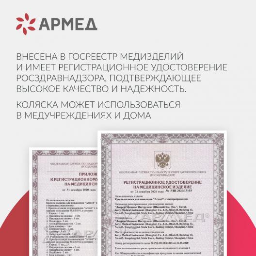 Кресло-коляска c электроприводом для инвалидов Армед JRWD602 13
